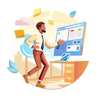 Endişeli bir çalışan dairesi çizimi 