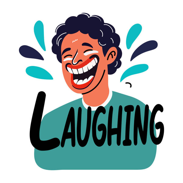 Laughing sticker in flat style