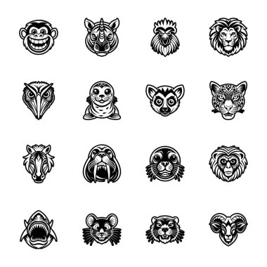 Hayvan Dövmeleri Paketi Kabartma Biçimi Simgeleri 