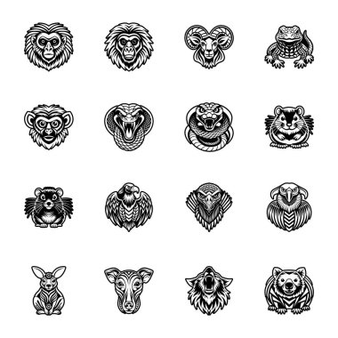 Vahşi Hayvanlar Biçimli Simgeler Seti 