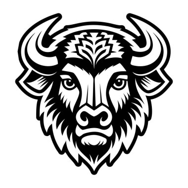 Beyaz arkaplanda boğa başı, vektör, illüstrasyon