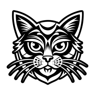 Siyah beyaz kedi. vektör.