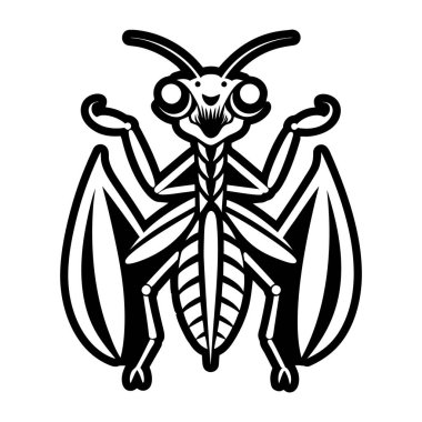 Beyaz zemin üzerinde siyah böceğin vektör izole çizgi film çizimi.