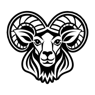 Koçbaşı. Beyaz arka planda vektör çizimi. Logo, amblem.