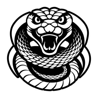 Beyaz arkaplanda siyah beyaz yılan vektörü