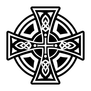 Beyaz arkaplanda izole edilmiş Kelt süsü ile Kelt haçı