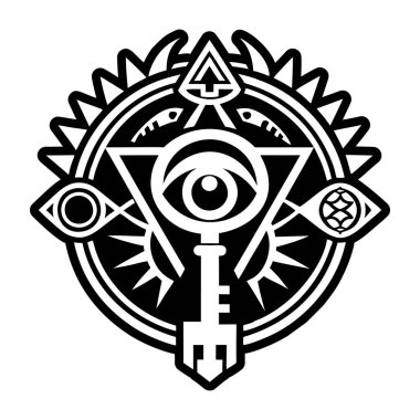 Güvenlik sistemi teknolojisi ve göz teması illüstrasyonunun göz simgesi tasarımı