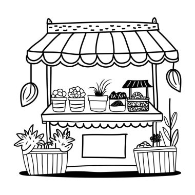 cafe shop çizgi film vektör illüstrasyon grafik tasarımı