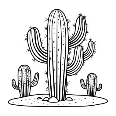 Kaktüs kabında kaktüs vektör çizimi grafik tasarımı