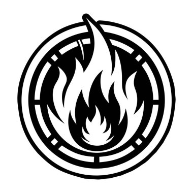 Alev alev yuvarlak çerçeve alevler vektör çizim tasarımı