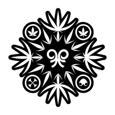 beyaz arkaplanda izole edilmiş ana hat biçiminde çiçek mandala simgesi.