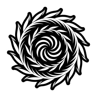 Beyaz arkaplanda siyah çiçek mandala.