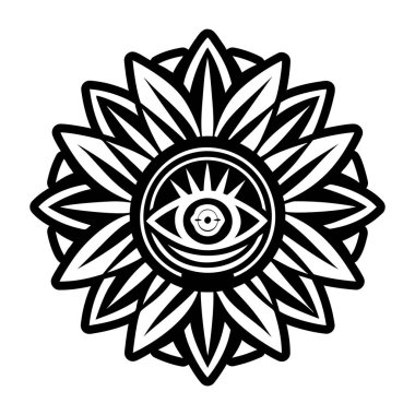 çiçek mandala vektör çizgisi simgesi, vektör illüstrasyonu, çiçek arkaplanı.