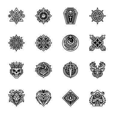 Siyah kanatlı kartal kuşu. dövme tasarımı. vektör illüstrasyon Dövmesi