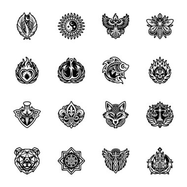 Siyah kanatlı kartal kuşu. dövme tasarımı. vektör illüstrasyon Dövmesi