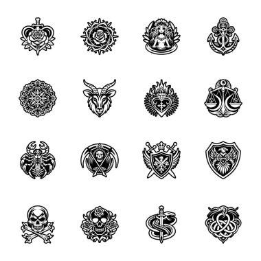 Siyah kanatlı kartal kuşu. dövme tasarımı. vektör illüstrasyon Dövmesi