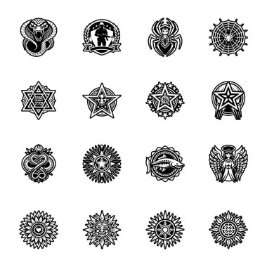 Siyah kanatlı kartal kuşu. dövme tasarımı. vektör illüstrasyon Dövmesi