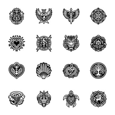 Siyah kanatlı kartal kuşu. dövme tasarımı. vektör illüstrasyon Dövmesi