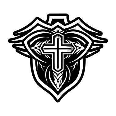 Siyah kanatlı kartal kuşu. dövme tasarımı. vektör illüstrasyon Dövmesi