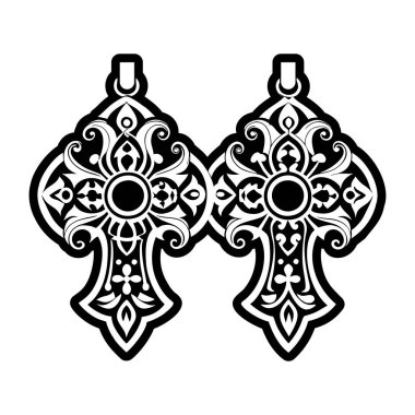 vektör siyah ve beyaz süslemeli mandala