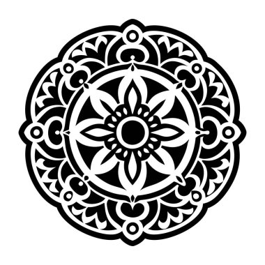 Etnik tarzda yuvarlak mandala. Yetişkinler ve yetişkinler için boyama kitabı.