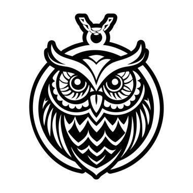 Baykuş vektör simgesi. Beyaz arkaplan baykuşunda siyah vektör simgesi izole edildi.