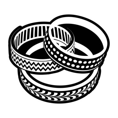 Beyaz arkaplanda siyah-beyaz alyansların vektör çizimi.