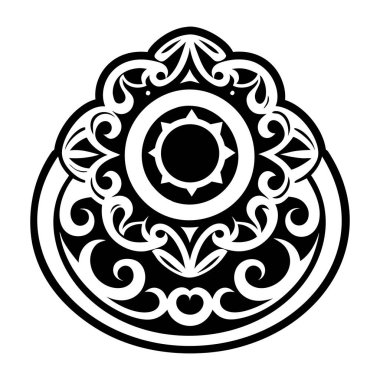 Çiçek süsüyle yuvarlak süs, vektör illüstrasyonu