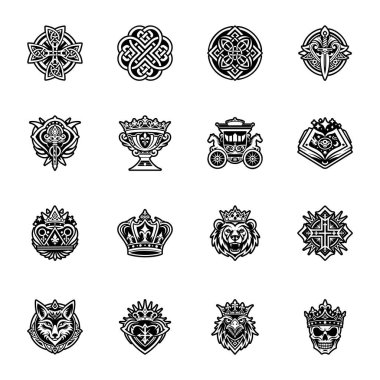 Klasik vektör amblemleri, tasarım elemanları, etiketler, logolar..