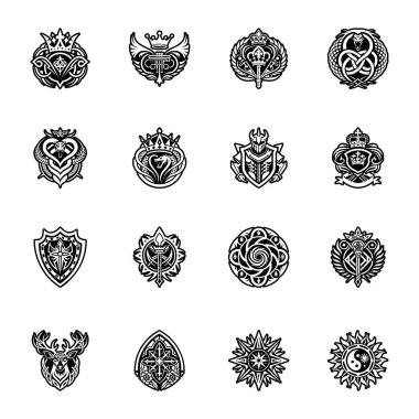 siyah ve beyaz süslemeli kalp kraliyet sembolleriyle