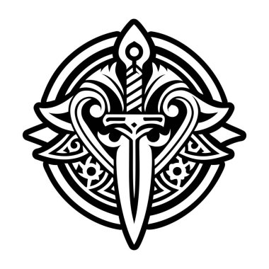 siyah ve beyaz süslemeli kalp kraliyet sembolleriyle