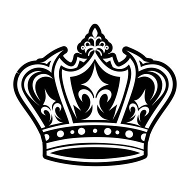 siyah ve beyaz süslemeli kalp kraliyet sembolleriyle