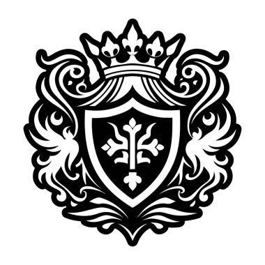 siyah ve beyaz süslemeli kalp kraliyet sembolleriyle