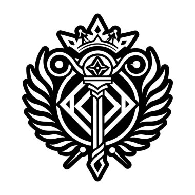 siyah ve beyaz süslemeli kalp kraliyet sembolleriyle