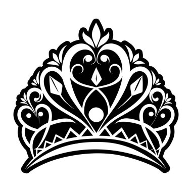 siyah ve beyaz süslemeli kalp kraliyet sembolleriyle