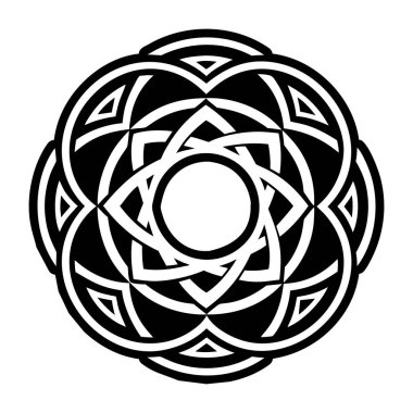 Siyah çizgileri olan soyut yuvarlak bir süs. vektör