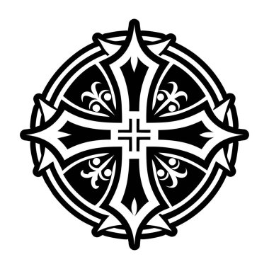 bir haçın siyah ve beyaz vektör çizimi