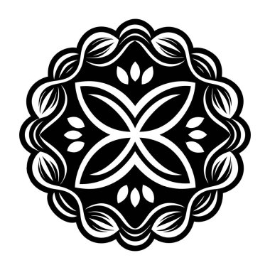 vektör mandala siyah-beyaz süslemesi