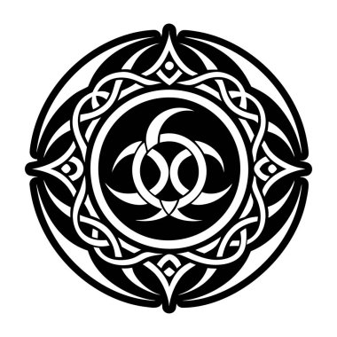 vektör siyah ve beyaz süslemeli yuvarlak desen