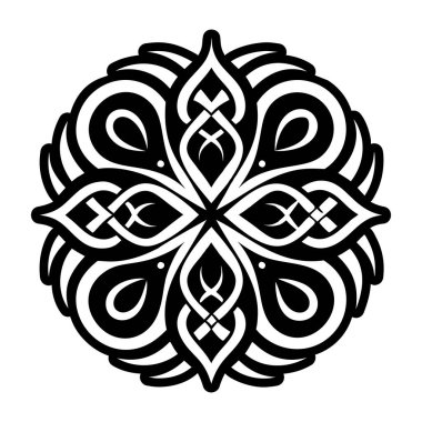 vektör mandala siyah-beyaz süslemesi