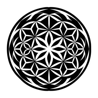 soyut geometrik siyah beyaz mandala tasarımı