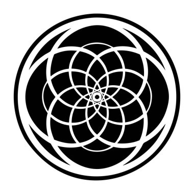 Siyah ve beyaz soyut çiçeğin vektör çizimi