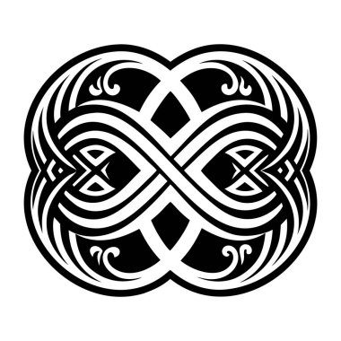 Beyaz zemin üzerinde siyah beyaz kelt vektörü çapraz süslemesi