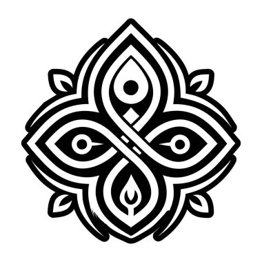 Beyaz Arkaplanda Siyah Mandala