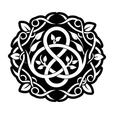 vektör siyah ve beyaz süslemeli mandala