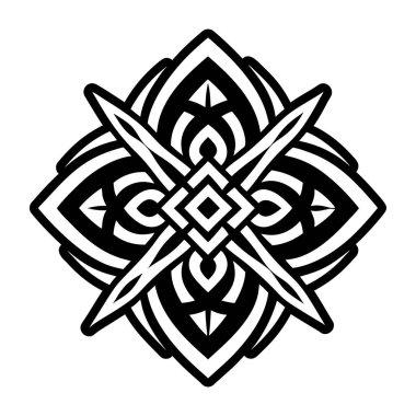 Kelt çapraz süslemesi, siyah ve beyaz vektör çizimi.