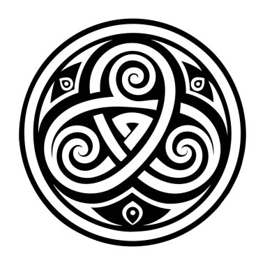 Kelt düğümü süslemesi, siyah ve beyaz vektör illüstrasyonu