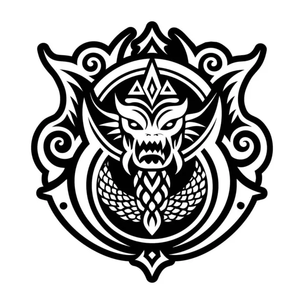 Bir ejderhanın dövme tasarımının vektör çizimi