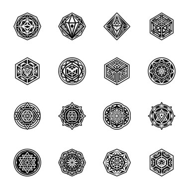 Soyut geometrik şekiller kümesi.