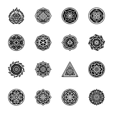 Kutsal geometri sembollerinin vektör çizimi.